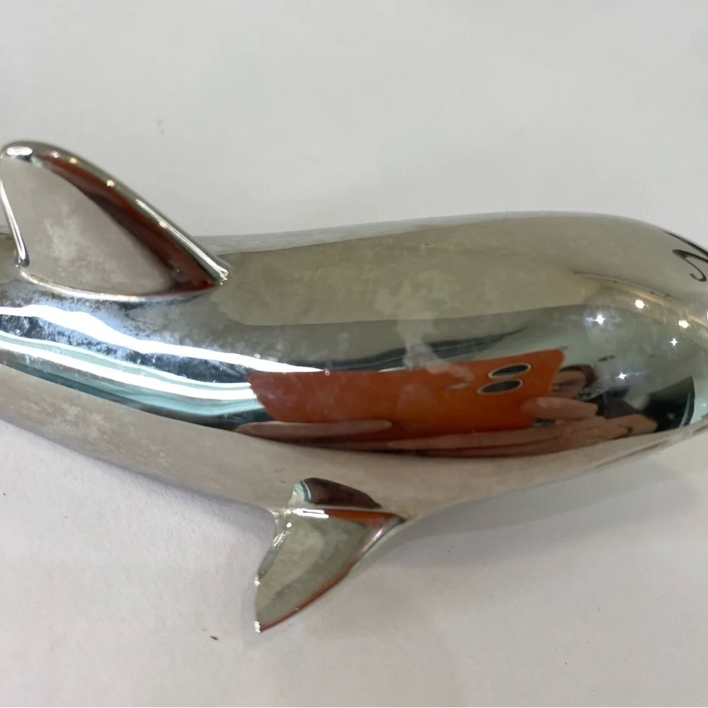 Vintage Barware Silver Tone Metal Dolphin Bottle Opener Coastal Beach-House